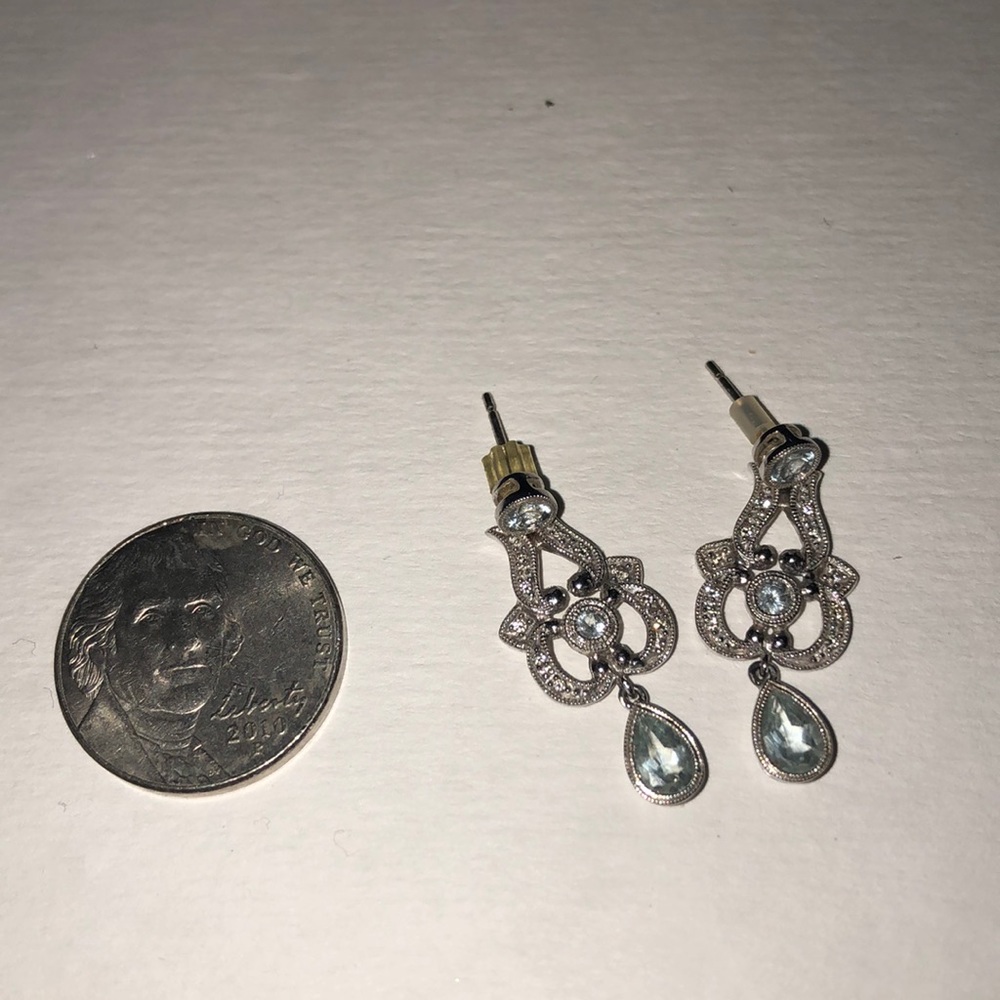 Sterling silver aquamarine chandelier earrings